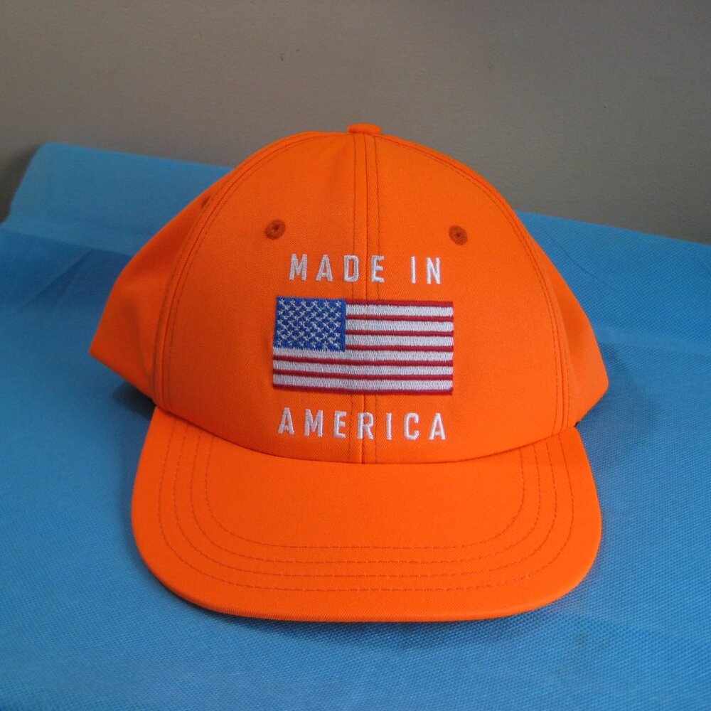 Unionwear Made in USA Made in America Blaze Orange Hunting Baseball Hat Trump